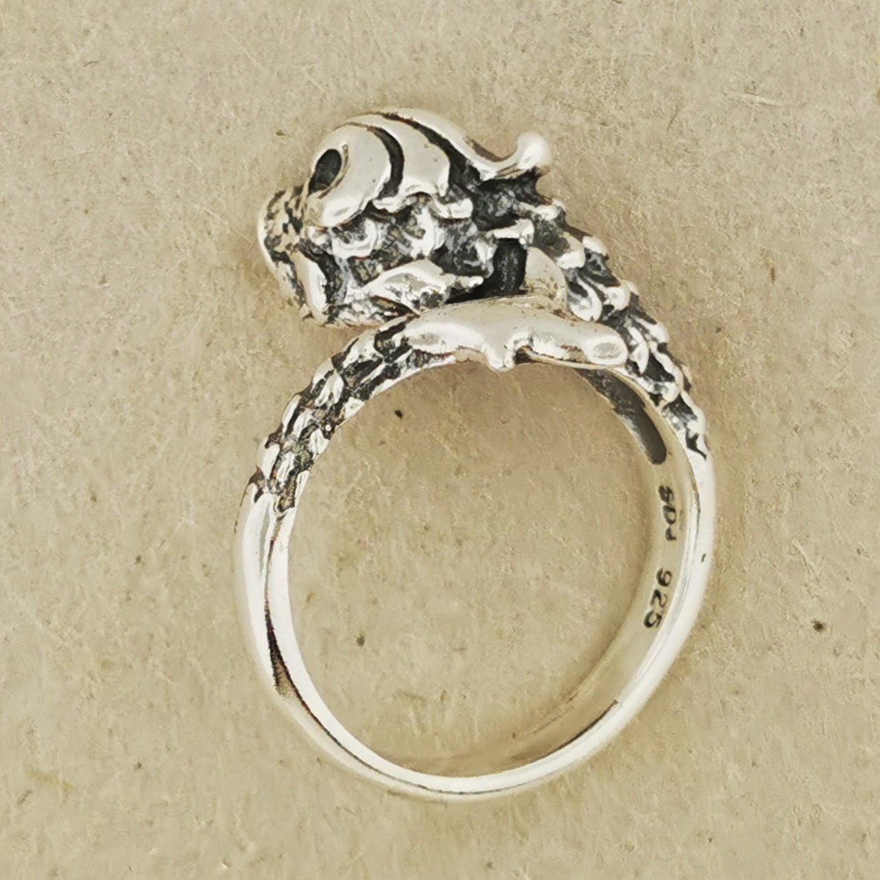 Vintage Stylized Koi Ring in Sterling Silver or Antique Bronze - Le Dragon Argenté