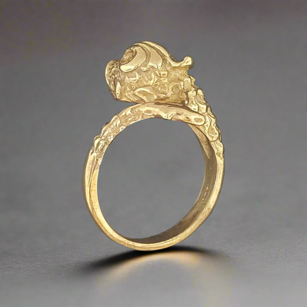 Vintage Stylized Koi Ring in Sterling Silver or Antique Bronze - Le Dragon Argenté