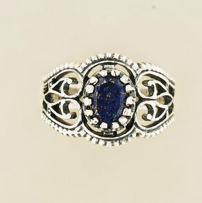 Vintage Style Filigree Ring with Gemstone in Sterling Silver