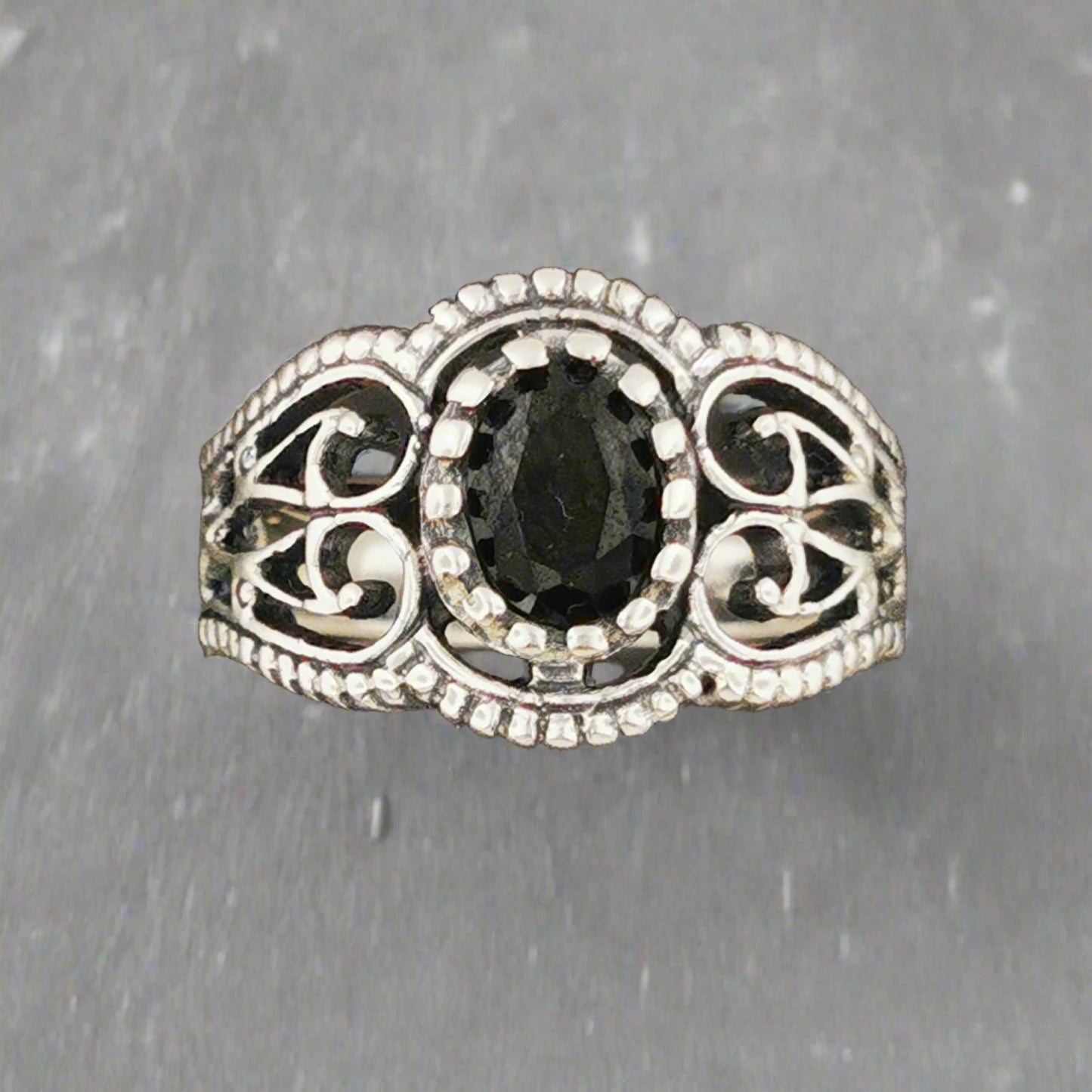 Vintage Style Filigree Birthstone Ring in Sterling Silver, Gothic Style Ring, Victorian Style Ring, 1950 Vintage Style Ring, Birthstone Ring In Sterling Silver, Silver Birthstone Ring, Filigree Birthstone Ring, Vintage Birthstone Ring