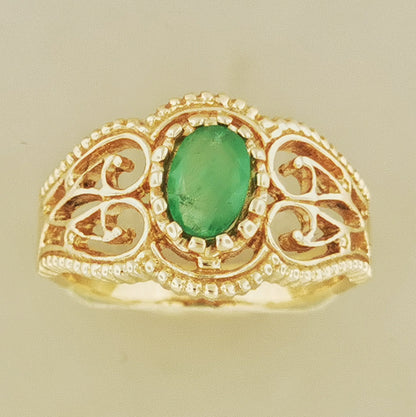 Vintage Style Filigree Ring with Gemstone in Antique Bronze