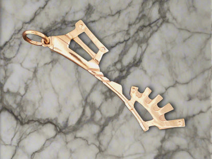 Kingdom Hearts Wayward Wind Keyblade Pendant in PInk Gold, KH Keyblade Pendant, Video Game Pendant, video game necklace, gamer geek jewelry, kingdom hearts jewelry, gold kingdom hearts pendant, kingdom keyblade pendant, gold keyblade, gold key pendant