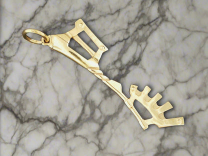 Kingdom Hearts Wayward Wind Keyblade Pendant in Yellow Gold, KH Keyblade Pendant, Video Game Pendant, video game necklace, gamer geek jewelry, kingdom hearts jewelry, gold kingdom hearts pendant, kingdom keyblade pendant, gold keyblade, gold key pendant