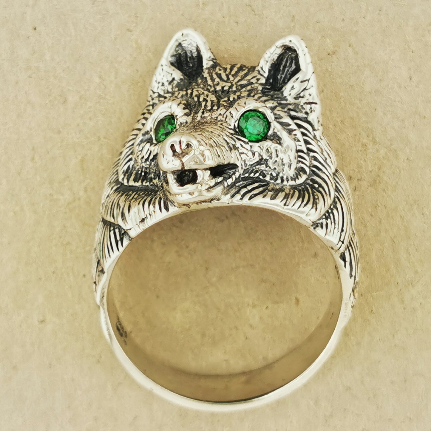 Wolf Ring with Gemstone Eyes in 925 Silver, Large Wolf Head Ring, Mens Wolf Ring, Silver Wolf Jewelry, Gemtone Wolf Jewellery, Gift For Wolf Lover, Silver Wolf Ring, Gemstone Wolf Ring, Mens Silver Wolf Ring, Birthstone Wolf Ring, 925 Wolf Ring