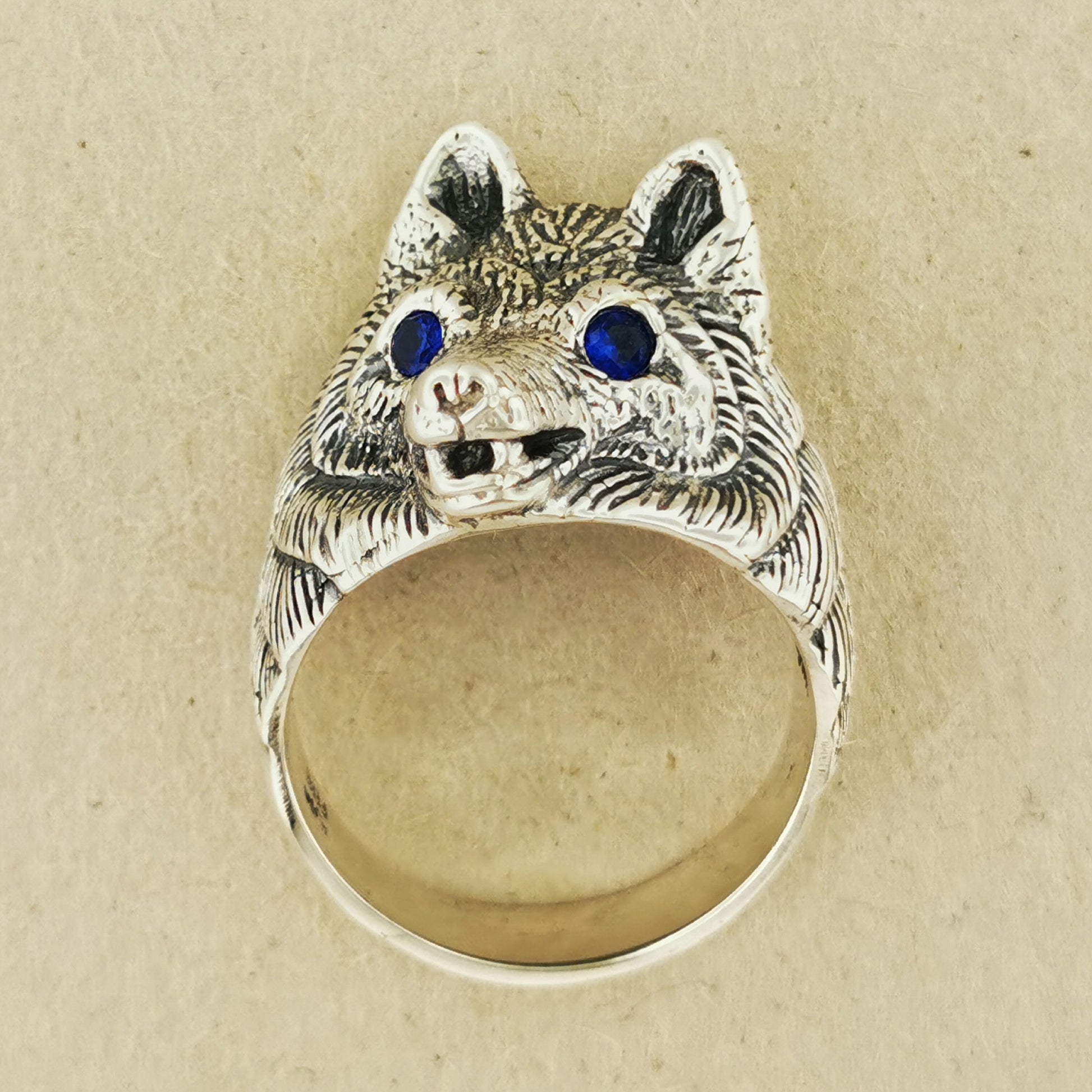 Wolf Ring with Gemstone Eyes in 925 Silver, Large Wolf Head Ring, Mens Wolf Ring, Silver Wolf Jewelry, Gemtone Wolf Jewellery, Gift For Wolf Lover, Silver Wolf Ring, Gemstone Wolf Ring, Mens Silver Wolf Ring, Birthstone Wolf Ring, 925 Wolf Ring