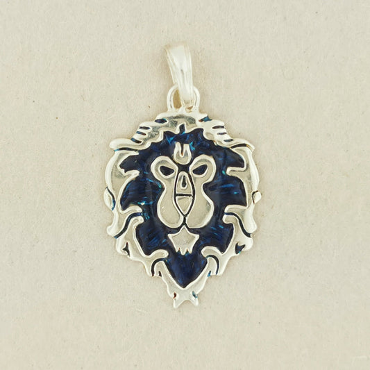 WoW Alliance Lion Pendant in Sterling Silver or Antique Bronze - Le Dragon Argenté