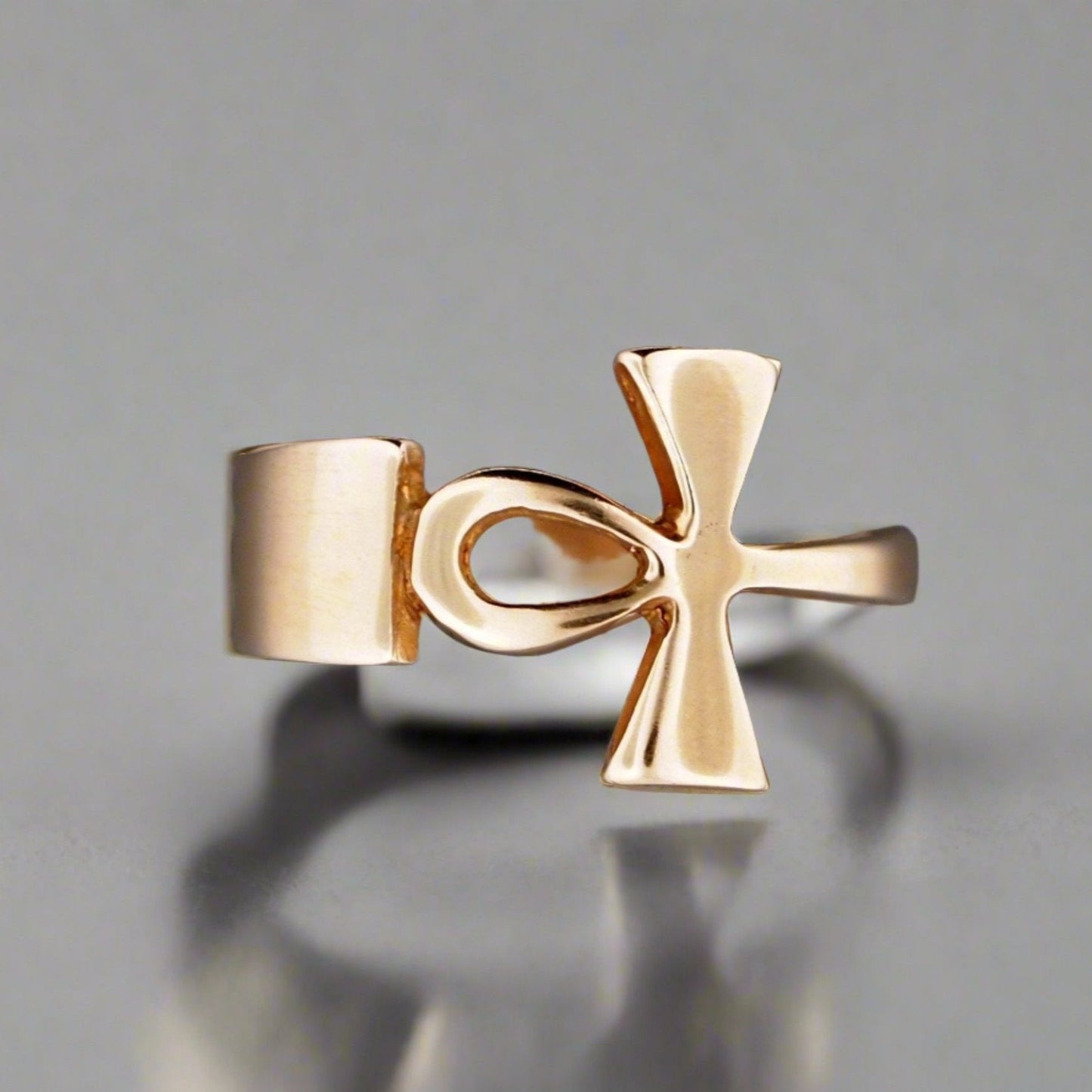 Wrap Around Ankh Ring in Sterling Silver or Antique Bronze - Le Dragon Argenté