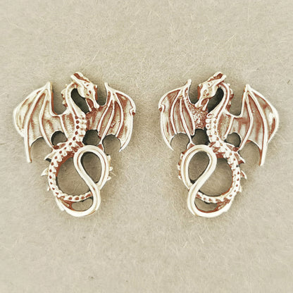 Winged Dragon Stud Earrings in Gold Made To Order, Gold Dragon Earrings,  Dragon Stud Earrings, Dragon Earrings for Him and Her, Gold Dragon Jewellery, Gold Dragon Jewelry, Gold Stud Earrings, Dragon Lover Jewellery, Gold Dragon Earrings, Tiny Dragon Earrings, Wyvern Earrings, Wyvern Studs, Gold Wyvern Earrings, Gold Fantasy Jewelry, Gold Dragon Studs