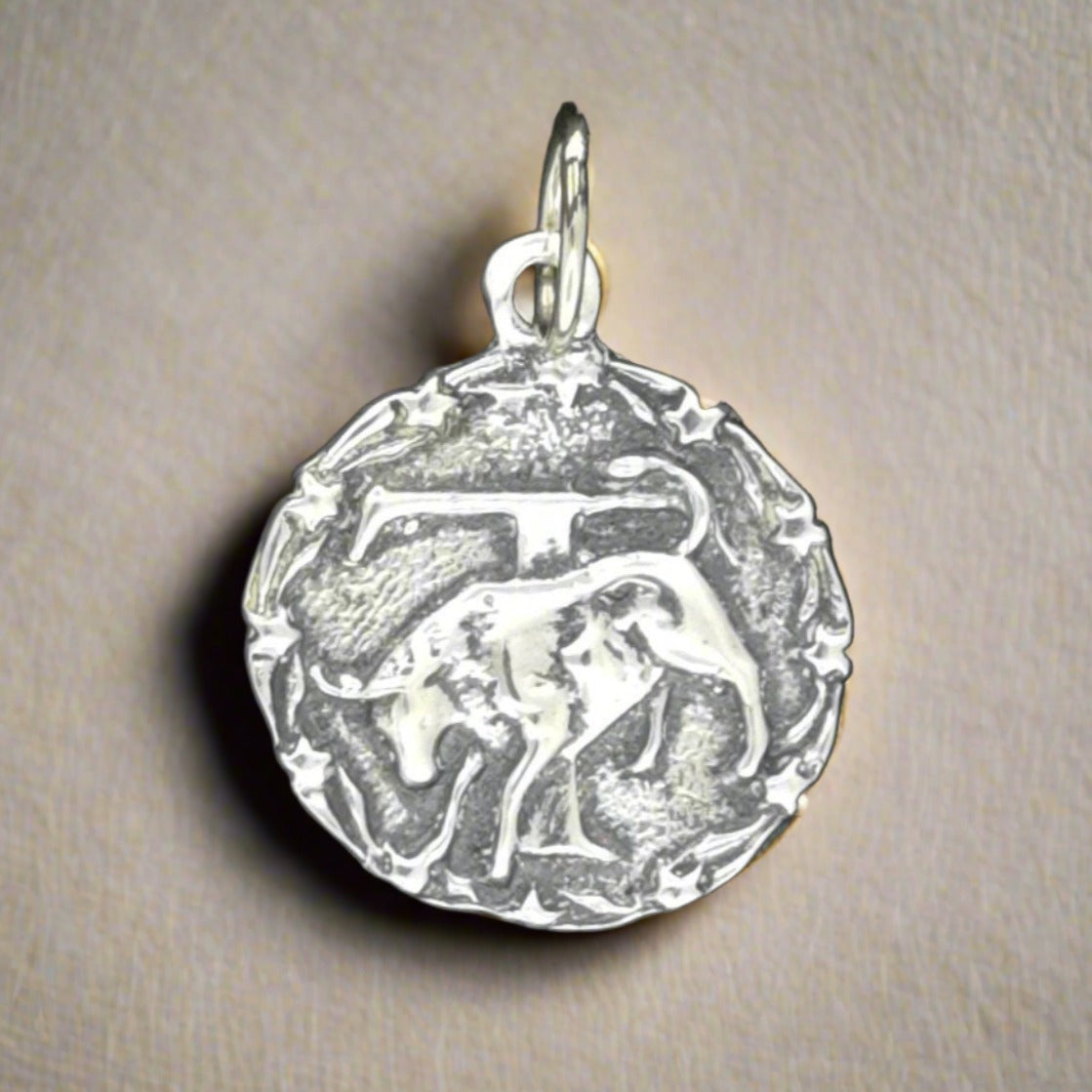 Zodiac Medallion Taurus in Sterling Silver, Taurus Birthday Gift, Taurus Silver Jewelry, Taurus Silver Jewellery, Silver Taurus Medallion, Silver Taurus Pendant, Silver Zodiac Charm, Silver Zodiac Jewelry, Silver Zodiac Jewellery