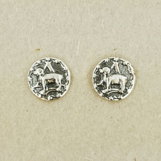 Sterling Silver Zodiac Stud Earrings Aries, Sterling Silver Zodiac Earrings, Zodiac Sign Earrings, Zodiac Sign Stud Earrings, Aries Zodiac Sign Earrings, Aries Zodiac Earrings, Aries Zodiac Studs, Silver Aries Earrings, Silver Aries Studs, Silver Aries Stud Earrings, Aries Birthday Gift, 1950s Zodiac Sign Earrings, Birthsign Earrings In Silver, Silver Zodiac Sign Jewelry, Silver Zodiac Sign Jewellery