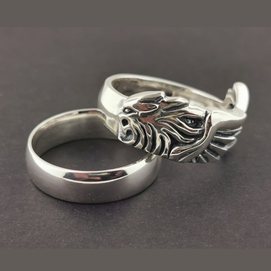 Final Fantasy 8 Squall Griever Ring Set in Sterling Silver, Final Fantasy 8 Wedding Set