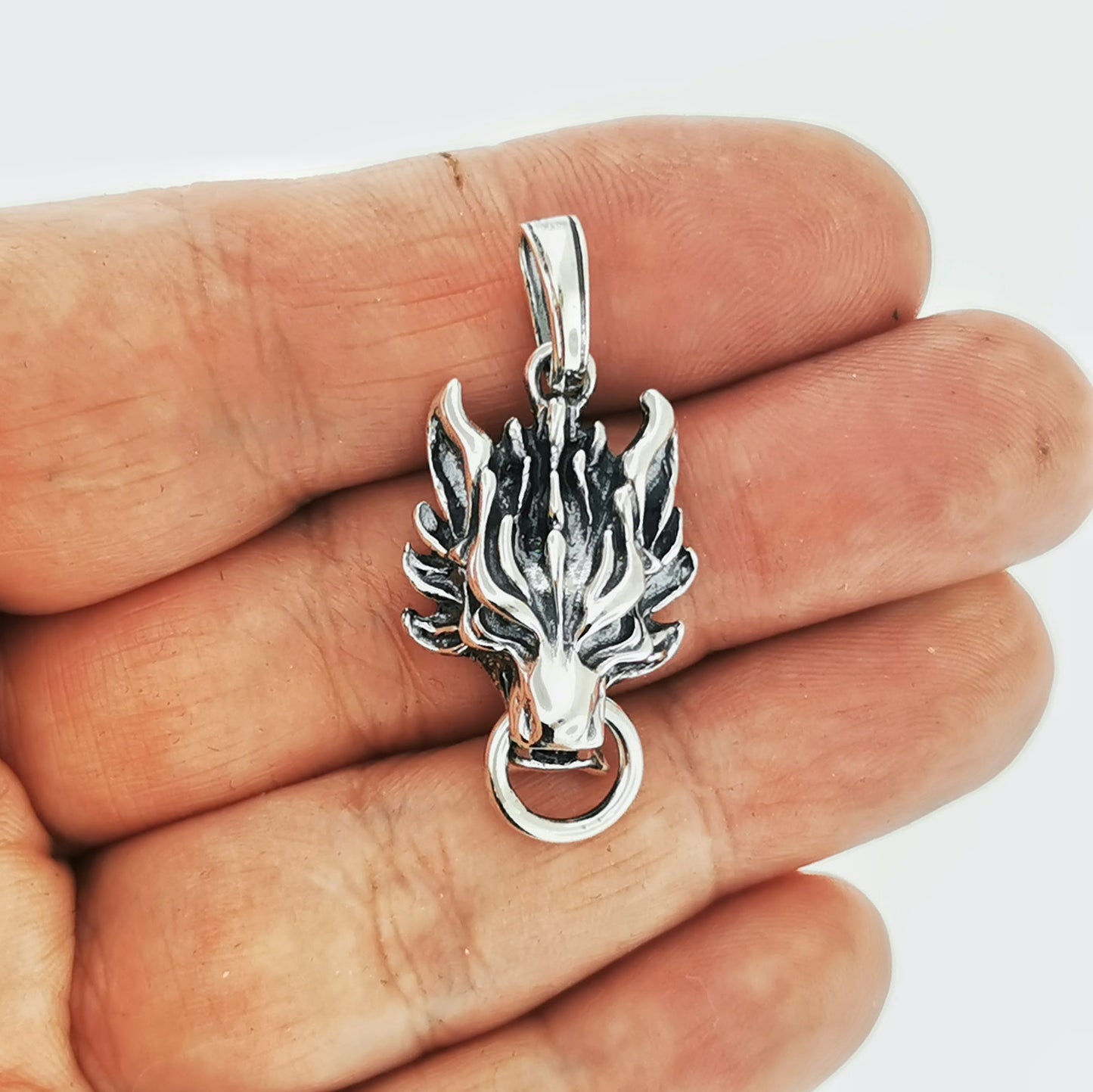 Final Fantasy 7 Wolf Pendant in Sterling Silver or Antique Bronze, FF7 Fenrir Wolf Pendant, FF7 Cloud Strife Wolf Pendant, Final Fantasy 7 Advent Children Wolf Pendant, Final Fantasy vii Cloud, Final Fantasy jewelry, Final Fantasy Pendant
