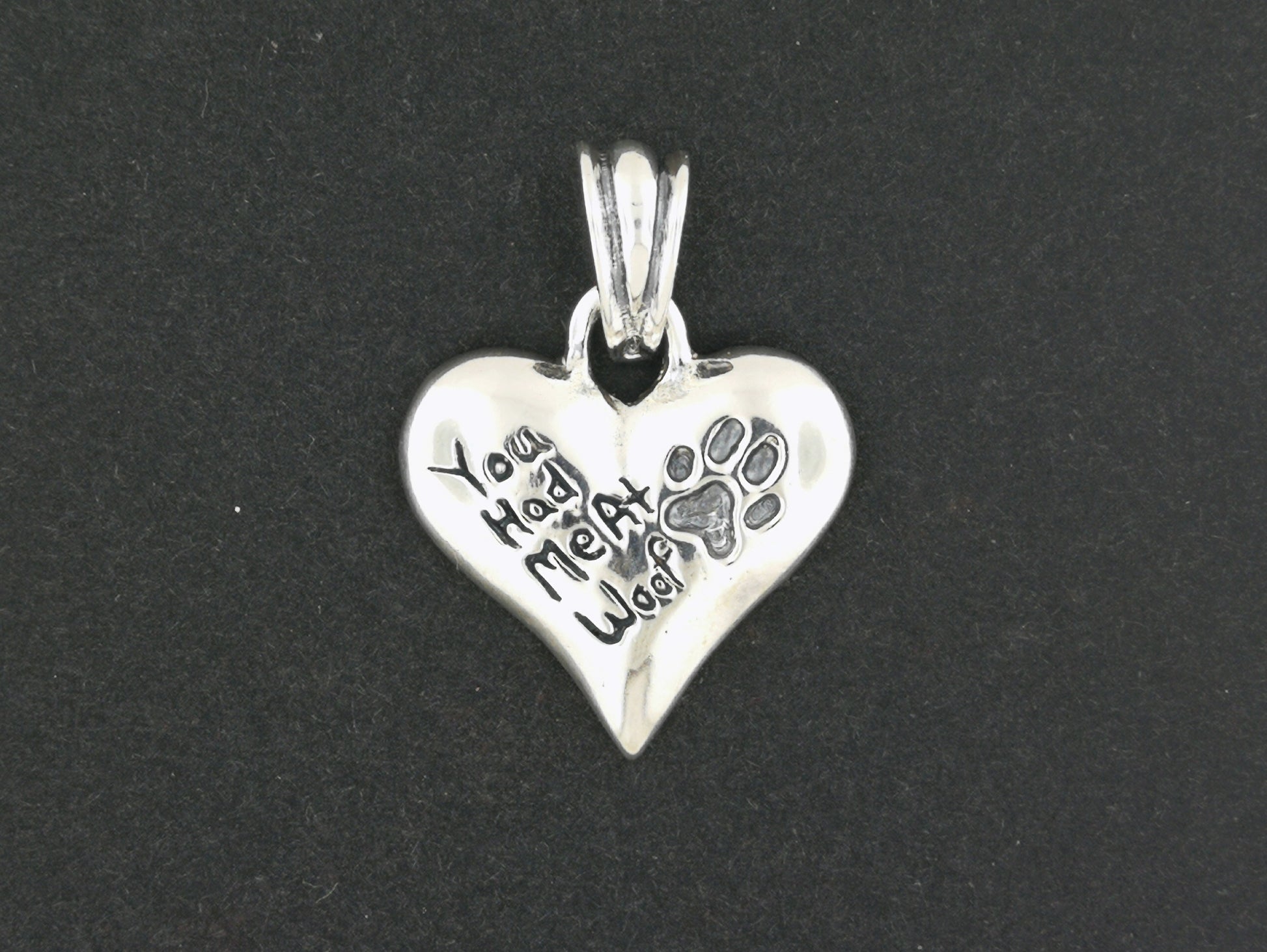 You had me at woof pendant in silver