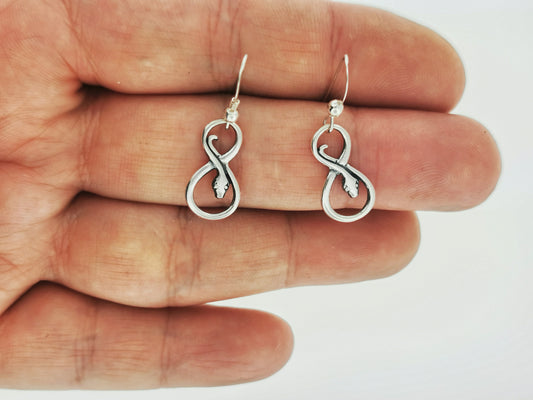 Coiled Snake Charm Earrings in Sterling Silver or Antique Bronze