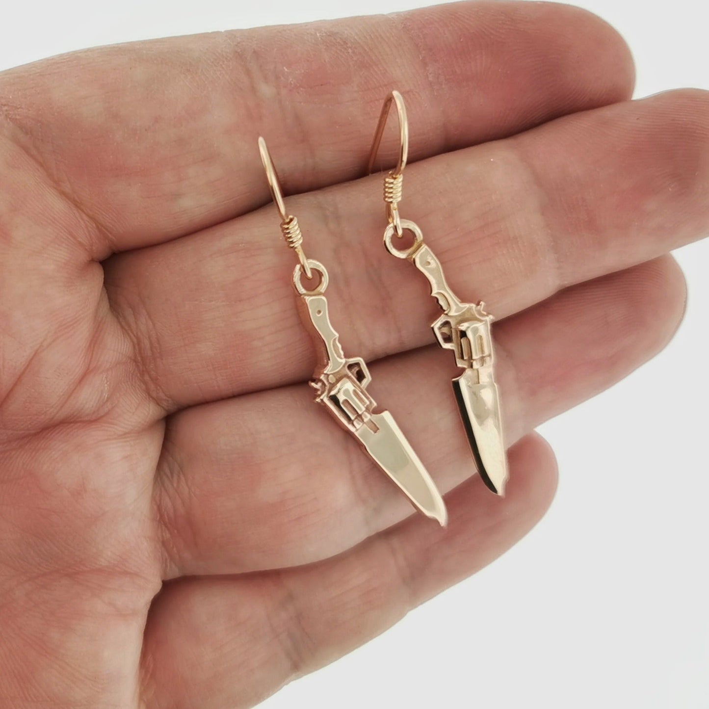 Final Fantasy 8 Gunblade Earrings Pair in Gold Made to Order
