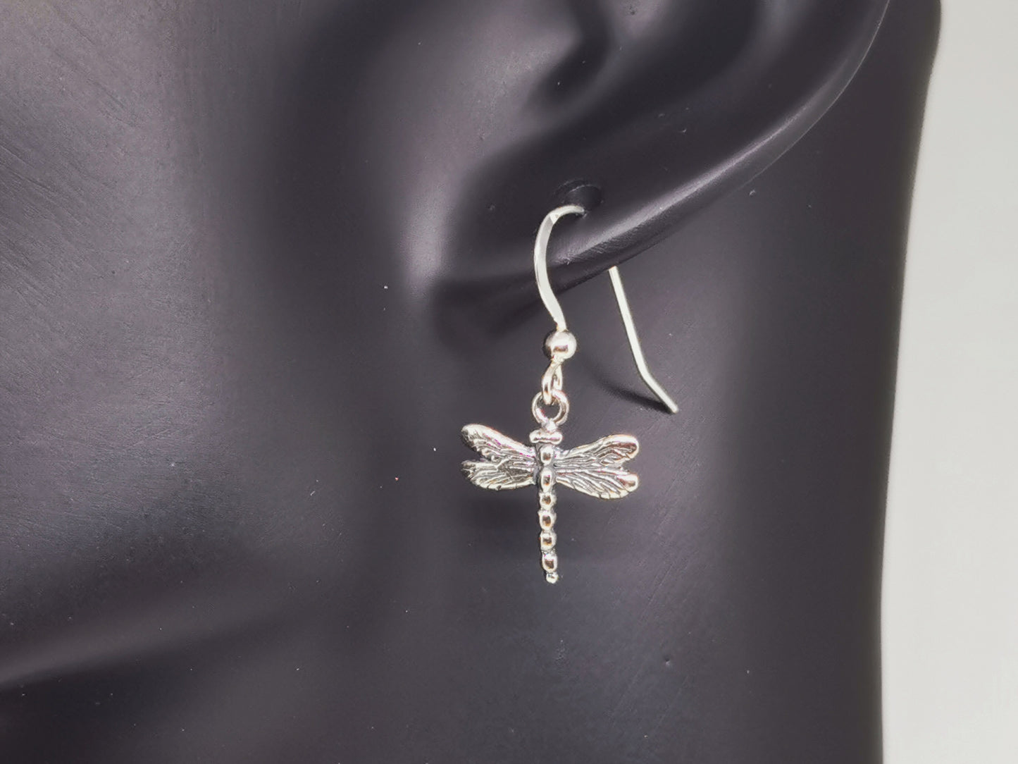 Dragonfly Charm Earrings in Sterling Silver or Antique Bronze
