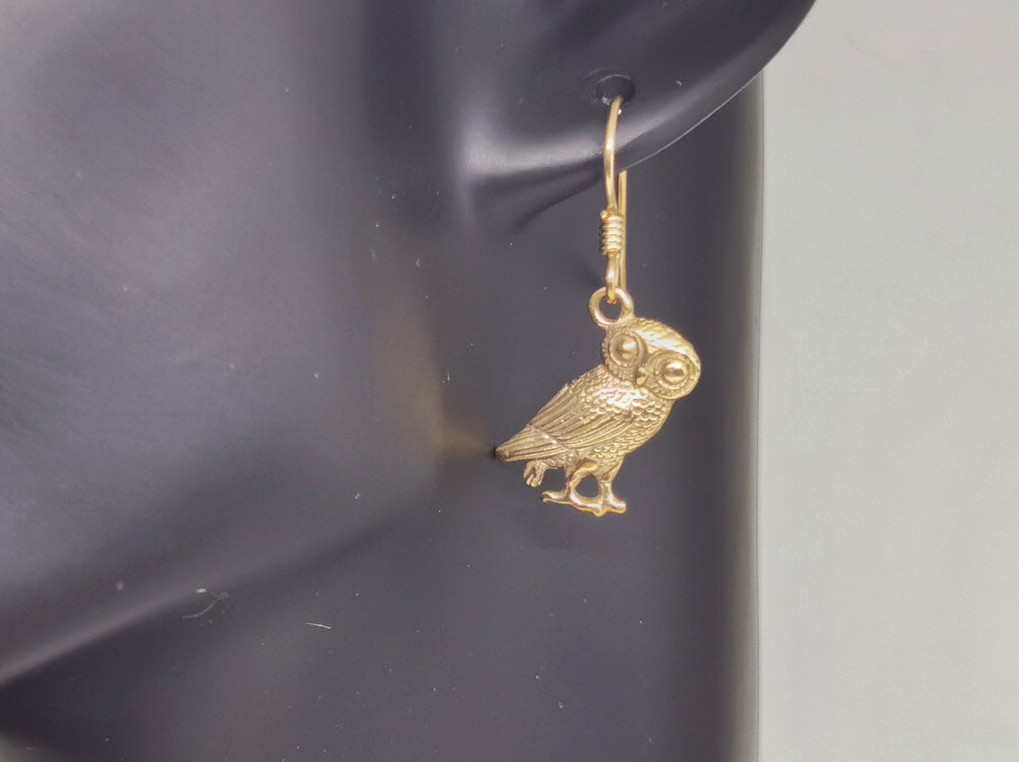 Boucles d'oreilles hibou hellénique en argent sterling ou bronze antique