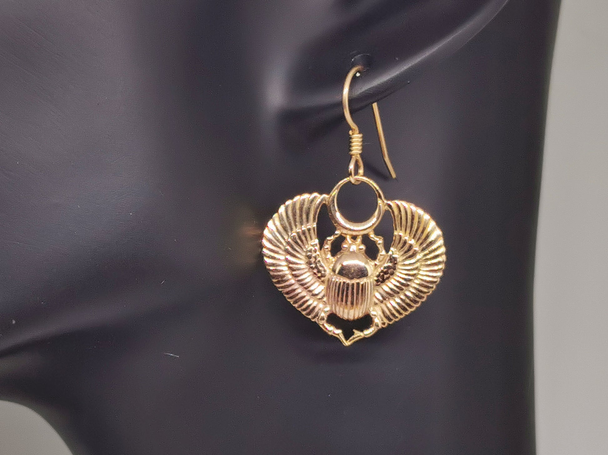 Egyptian Winged Scarab Earrings in Sterling Silver or Antique Bronze, Bronze Winged Scarab Earrings, Antique Bronze Scarab Earrings, Ancient Egyptian Scarab Jewelry, Ancient Egyptian Scarab Earrings, Winged Scarab Earrings, Winged Scarab Jewellery