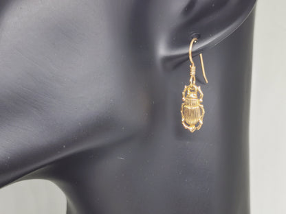 Egyptian Scarab Charm Earrings in Antique Bronze, Bronze Scarab Earrings, Bronze Egyptian Earrings, Bronze Scarab Talisman, Egyptian Scarab Earrings, Sun God Khepri Earrings, Ancient Egyptian Jewelry, Ancient Egyptian Jewellery, Bronze Scarab Jewelry