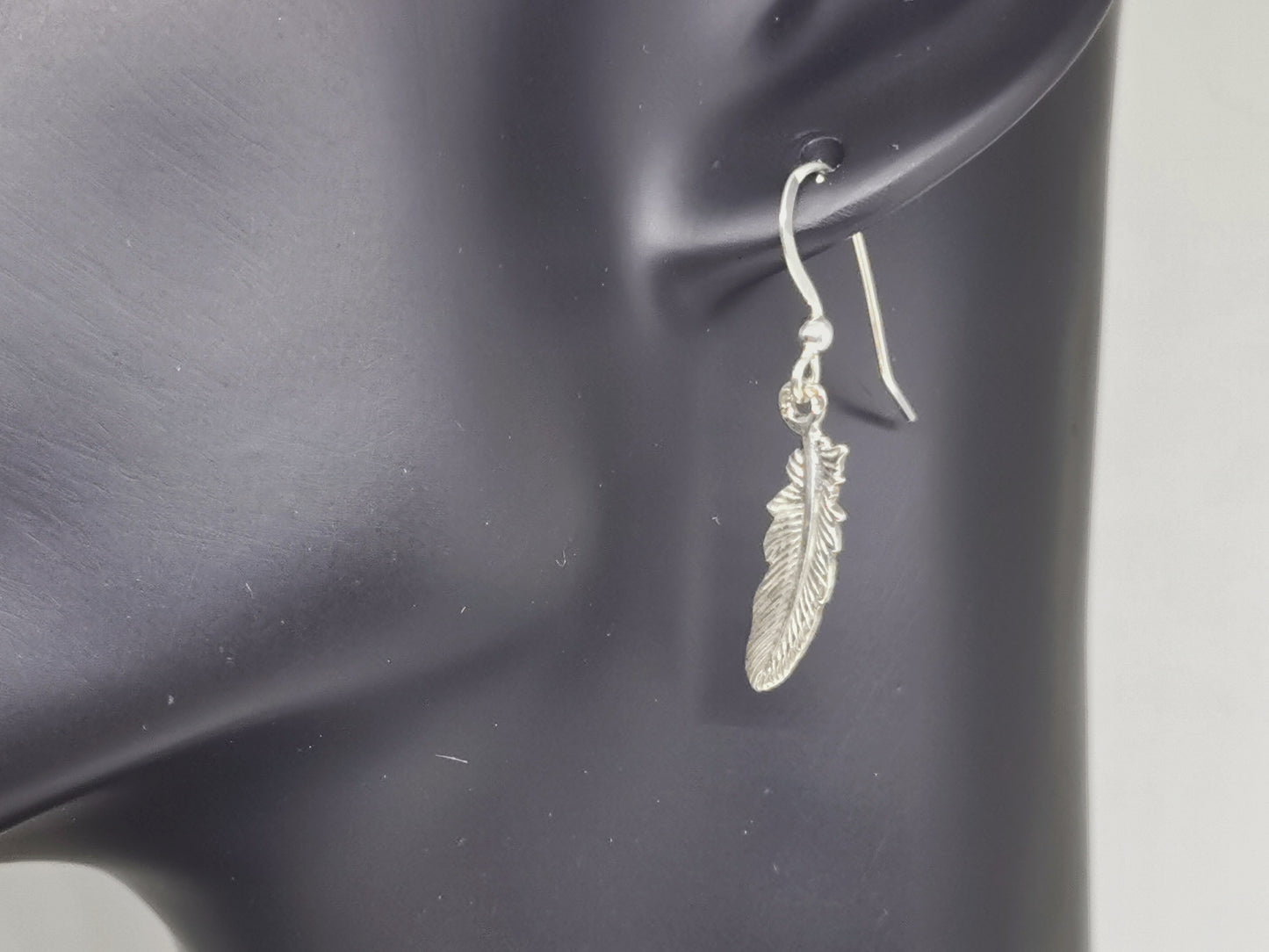 Feather Charm Earrings in Sterling Silver or Antique Bronze