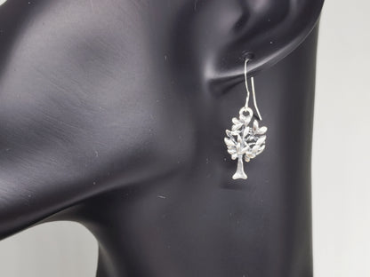 Boucles d'oreilles pendantes arbre en argent sterling ou bronze antique
