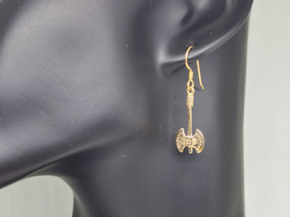 Boucles d'oreilles petite hache en bronze antique