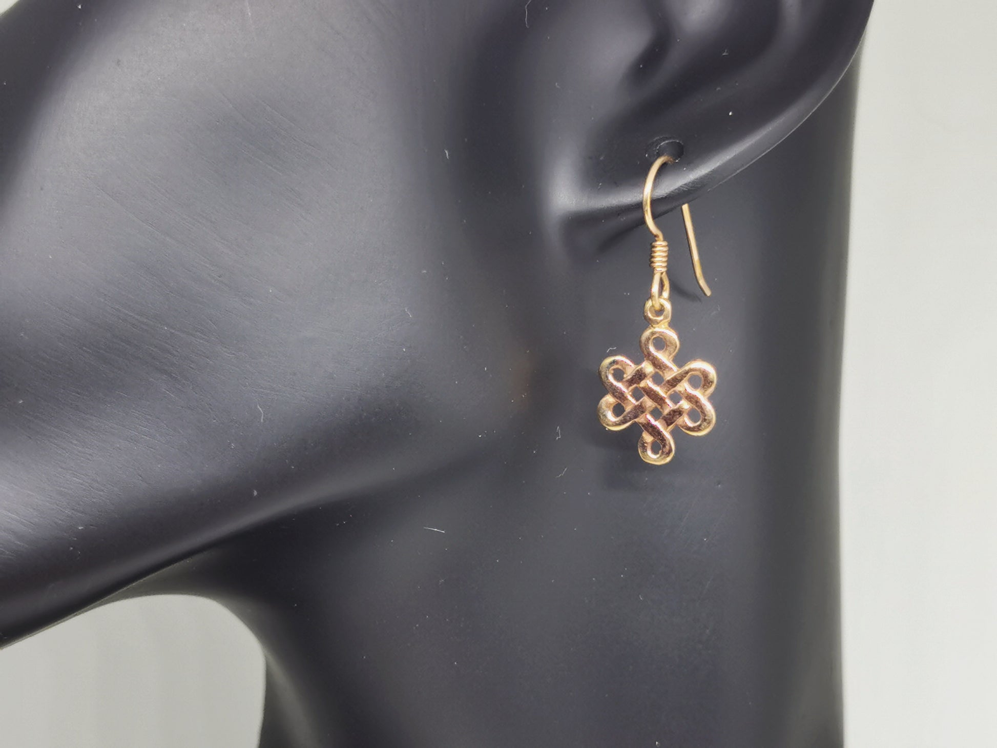 Small Endless Knot Earrings in Sterling Silver or Antique Bronze, Eternal knot Earrings, Shrivatsa Knot Earrings, Celtic Knot Earrings, Bronze Endless Knot Earrings, Small Knot Earrings In Bronze, Celtic Knot Earrings, Celtic Bronze Jewellery