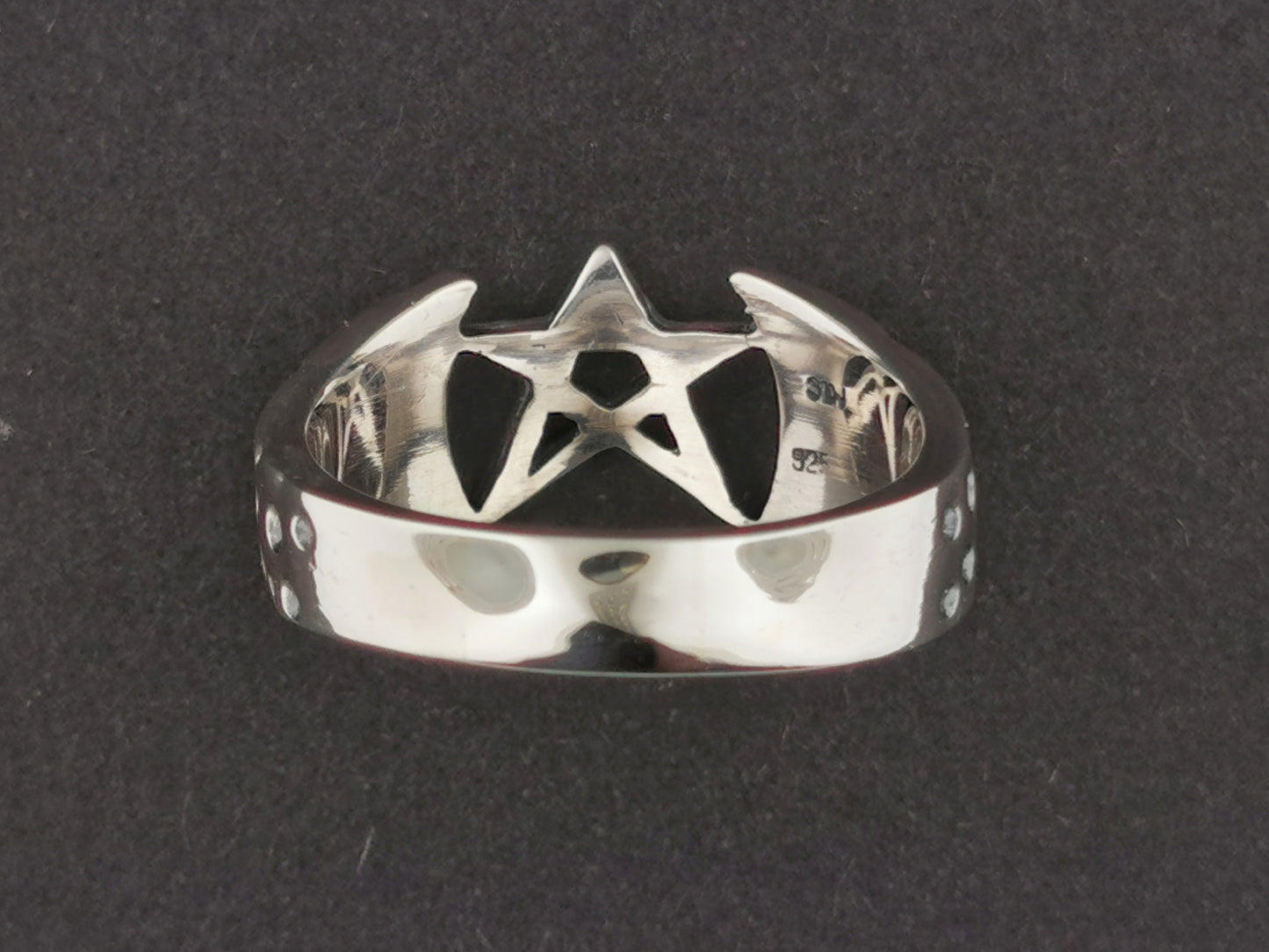 Mens Large Pentagram Ring in Sterling Silver or Antique Bronze