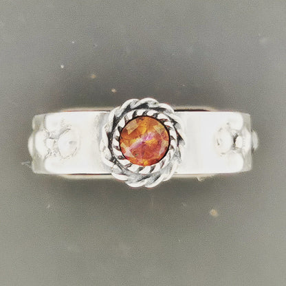 Howls Calcifer Fire Band in Sterling Silver, Gemstone Flower Band, howls moving castle engagement ring, howl's moving castle ring