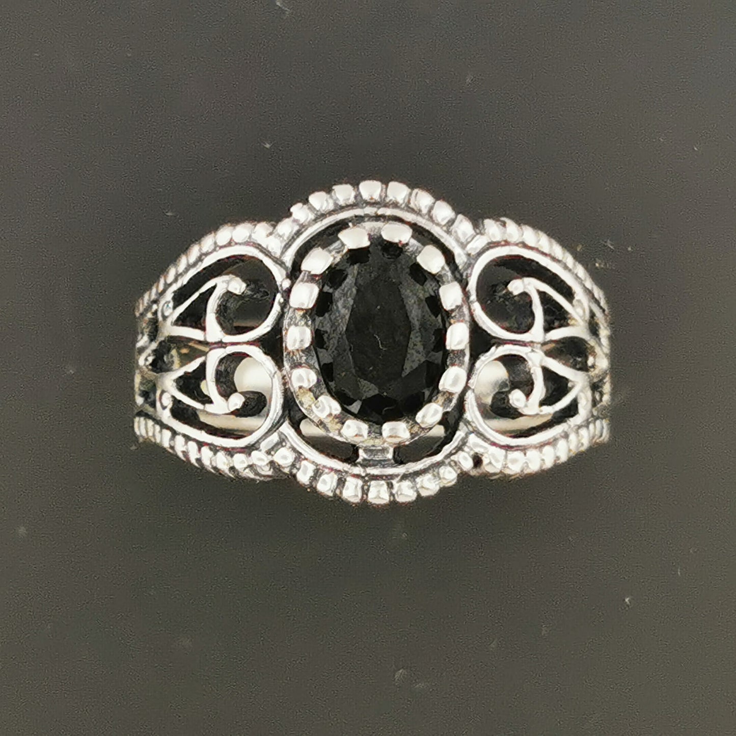 Vintage Style Filigree Birthstone Ring in Sterling Silver, Gothic Style Ring, Victorian Style Ring, 1950 Vintage Style Ring, Birthstone Ring In Sterling Silver, Silver Birthstone Ring, Filigree Birthstone Ring, Vintage Birthstone Ring