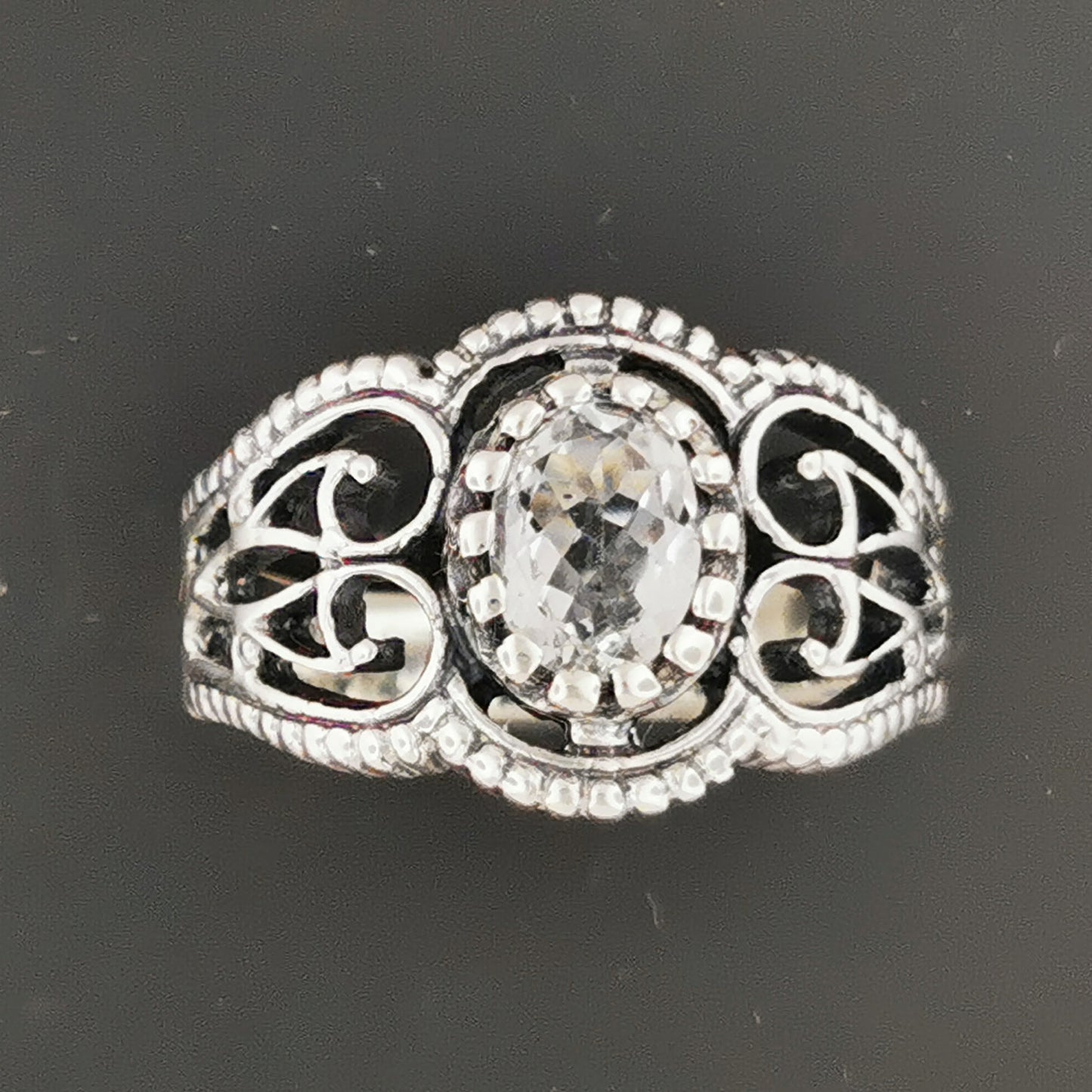 Vintage Style Filigree Birthstone Ring in Sterling Silver, Gothic Style Ring, Victorian Style Ring, 1950 Vintage Style Ring, Birthstone Ring In Sterling Silver, Silver Birthstone Ring, Filigree Birthstone Ring, Vintage Birthstone Ring