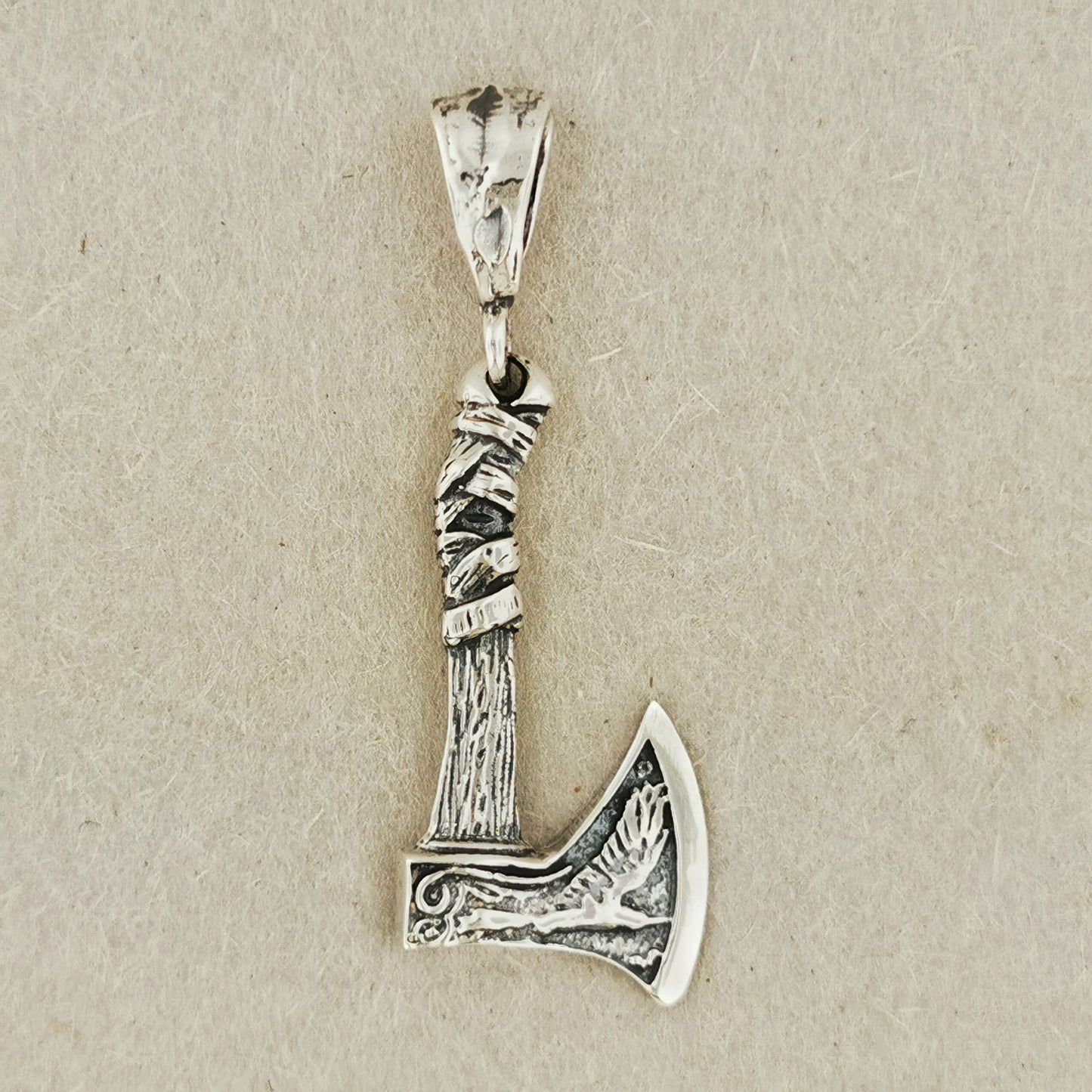 Small Axe Pendant in Sterling Silver or Antique Bronze, Odin Ravens Pendant, Viking Pendant, Viking Warrior Axe Pendant, Sterling Silver Axe Charm, Silver Viking Axe Pendant, Silver Viking Charm, Silver Viking Warrior Pendant, Silver Viking Jewelry