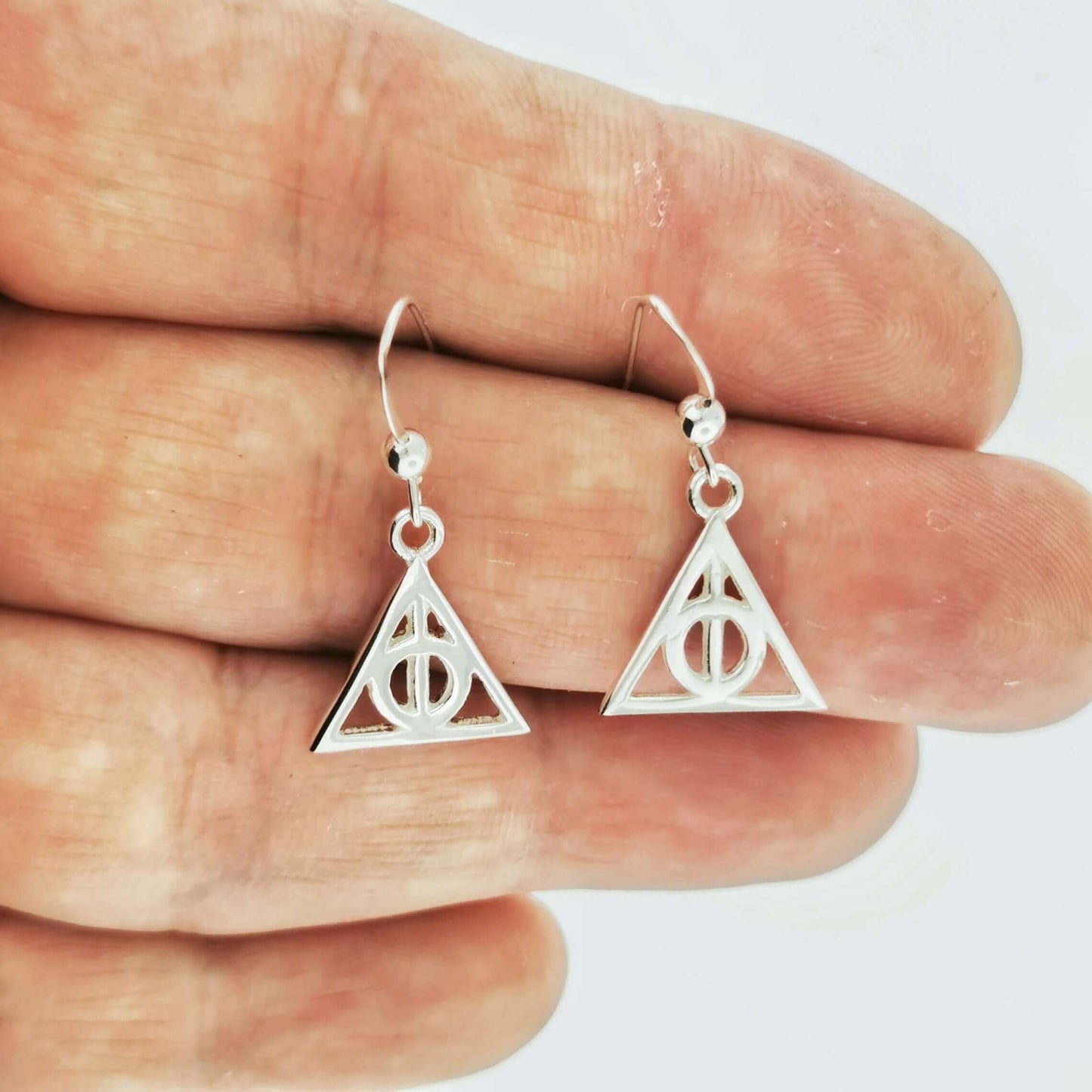 Deathly Wizard Charm Earrings in Sterling Silver or Bronze