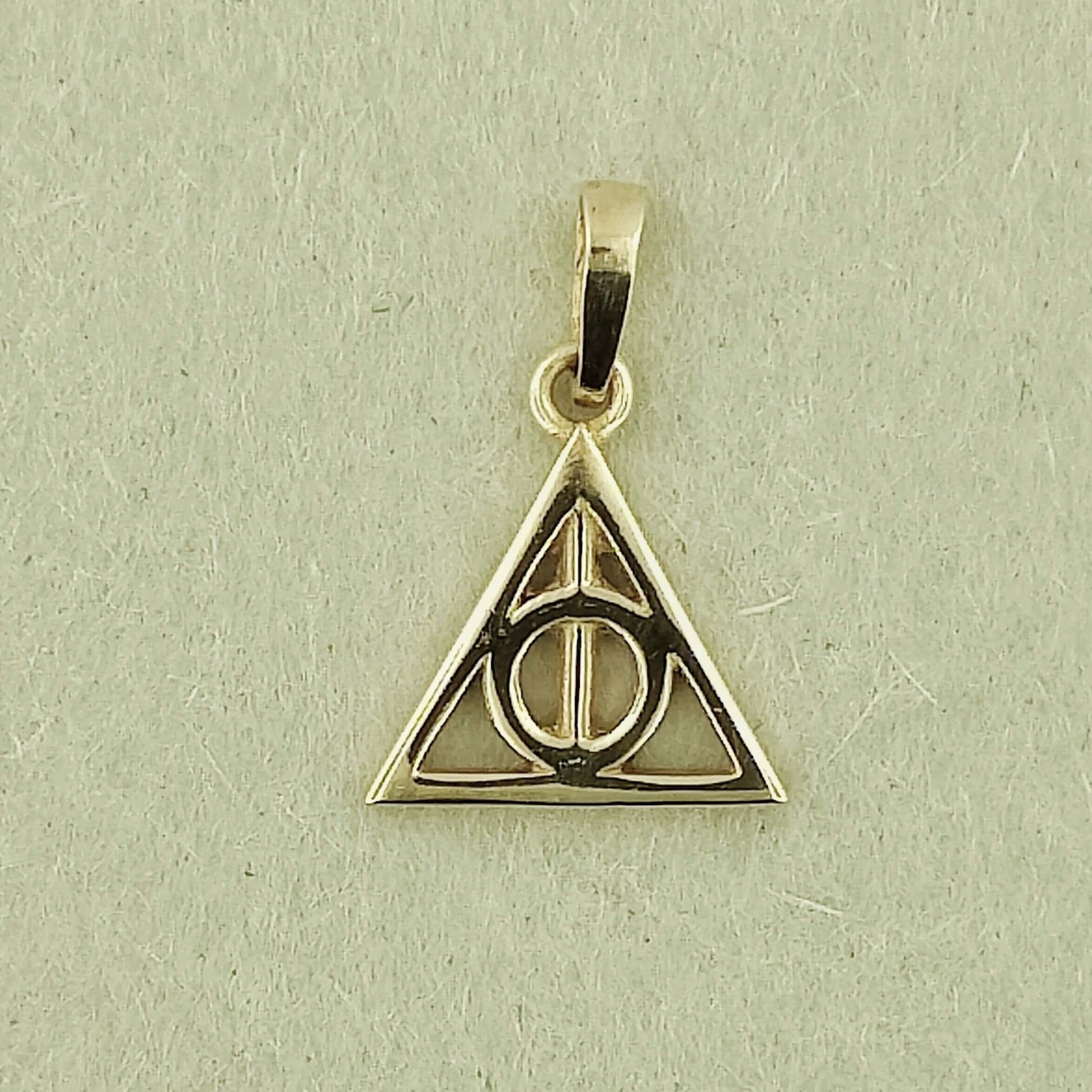 Deathly Wizard Charm Pendant in Sterling Silver or Bronze, Precious Metal Cosplay Jewelry, Precious Metal Cosplay Jewelery, Precious Metal Cosplay Jewellery, Precious Metal Geekery, Silver Wizard Charm, Deathly Hallows Pendant, Silver Geek Jewellery, Bronze Geek Jewellery, Geeky Gift For Her, Geeky Christmas Gift, Bronze Geek Pendant, Silver Geek Pendant