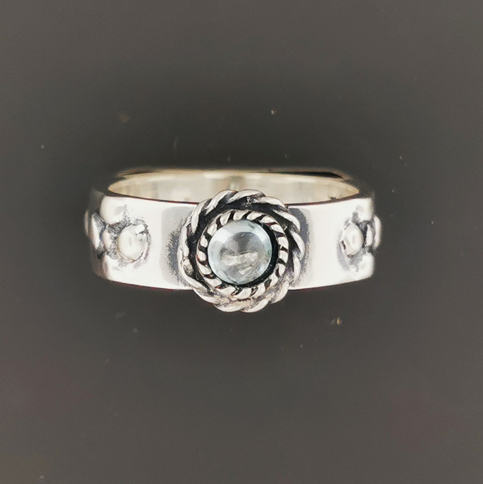 Howls Calcifer Fire Ring in Sterling Silver with Genuine Gemstone, Howls Moving Castle Ring, Howl and Sophie Rings, Silver Howls Moving Castle Ring, Calcifer Silver Ring, Gemstone Engagement Ring, Howls Moving Castle Ring with genuine blue topaz