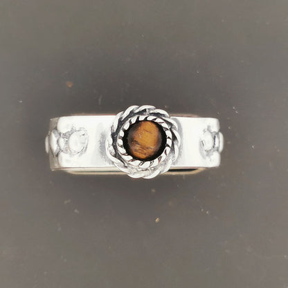 Howls Calcifer Fire Ring in Sterling Silver with Genuine Gemstone, Howls Moving Castle Ring, Howl and Sophie Rings, Silver Howls Moving Castle Ring, Calcifer Silver Ring, Gemstone Engagement Ring, Howls Moving Castle Ring with genuine tiger's eye