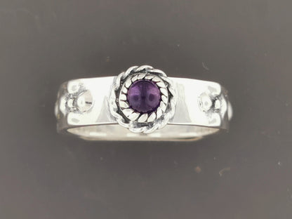 Howls Calcifer Fire Ring in Sterling Silver with Genuine Gemstone, Howls Moving Castle Ring, Howl and Sophie Rings, Silver Howls Moving Castle Ring, Calcifer Silver Ring, Gemstone Engagement Ring, Howls Moving Castle Ring with Amethyst