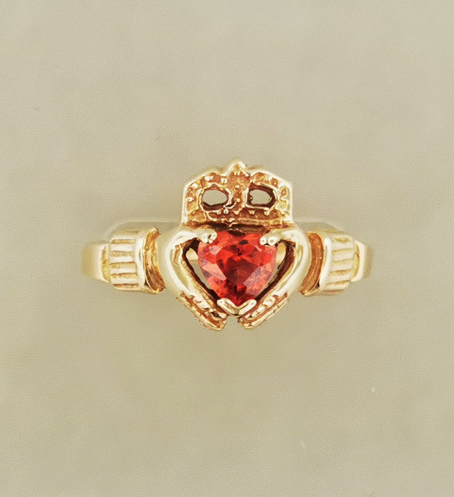 Claddagh Ring with Orange CZ Heart in Antique Bronze, Irish Celtic Claddagh Ring with Gemstone, Ladies Celtic Claddagh Ring with Gemstone, Birthstone Claddagh Ring