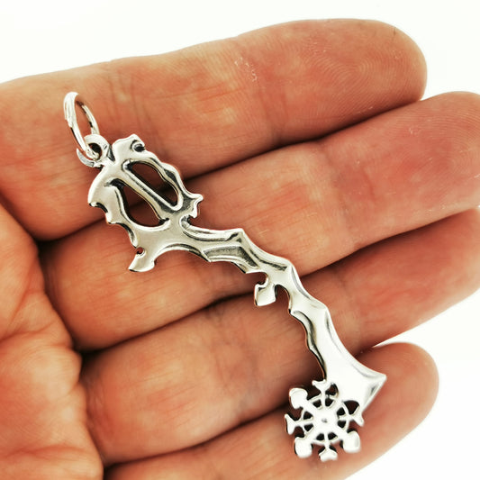 Kingdom Hearts Diamond Dust Keyblade Pendant in Sterling Silver or Antique Bronze