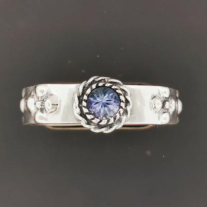Tanzanite howls moving castle engagement ring in sterling silver, Howls Calcifer Fire Band in Sterling Silver, Gemstone Flower Band, howls moving castle engagement ring, howl's moving castle ring
