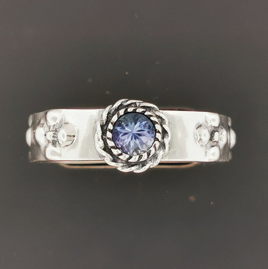 Tanzanite howls moving castle engagement ring in sterling silver, Howls Calcifer Fire Band in Sterling Silver, Gemstone Flower Band, howls moving castle engagement ring, howl's moving castle ring