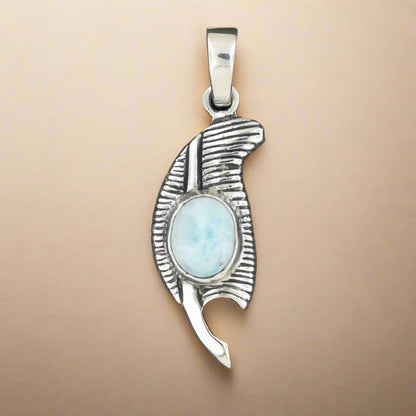 Feather of Ma'at Pendant in Sterling Silver with Larimar, Moral Truth Symbol, Ancient Egyptian Pendant, Ancient Egypt Pendant, Feather Of Truth Pendant, Larimar Feather Pendant, Larimar Silver Jewelry, Larimar Silver Jewellery, Silver Egyptian Jewelry, Silver Egyptian Jewellery, Feather Of Maat Pendant, Silver Larimar Charm, Silver Larimar Pendant