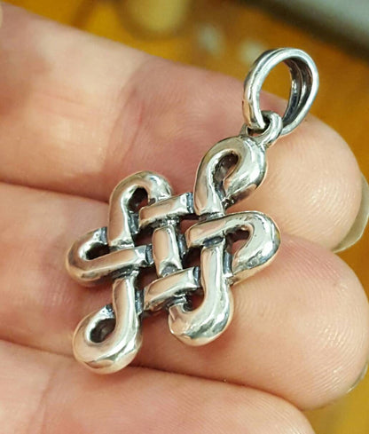 Large Endless Knot Pendant in Sterling Silver or Antique Bronze