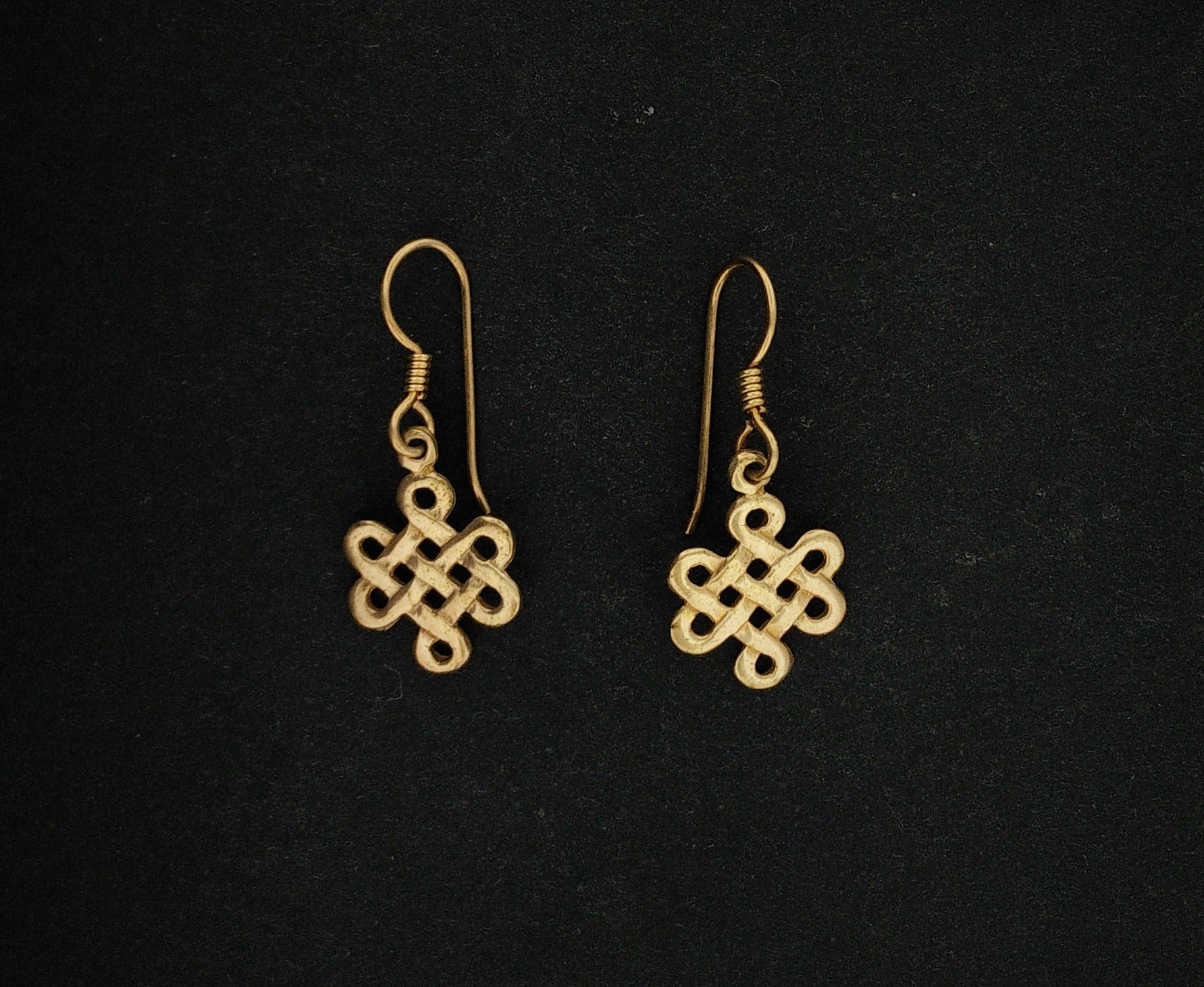 Gold Endless Knot Earrings Made to Order Gold Tibetan Earrings, Gold Knotwork Earrings, Endless Knot Earrings, Buddhist Gold Earrings, Gold Knot Earrings, Gold Chiese Knots, Gold Knot Earrings, Gold Infinity Earrings, Celtic Knot Earrings