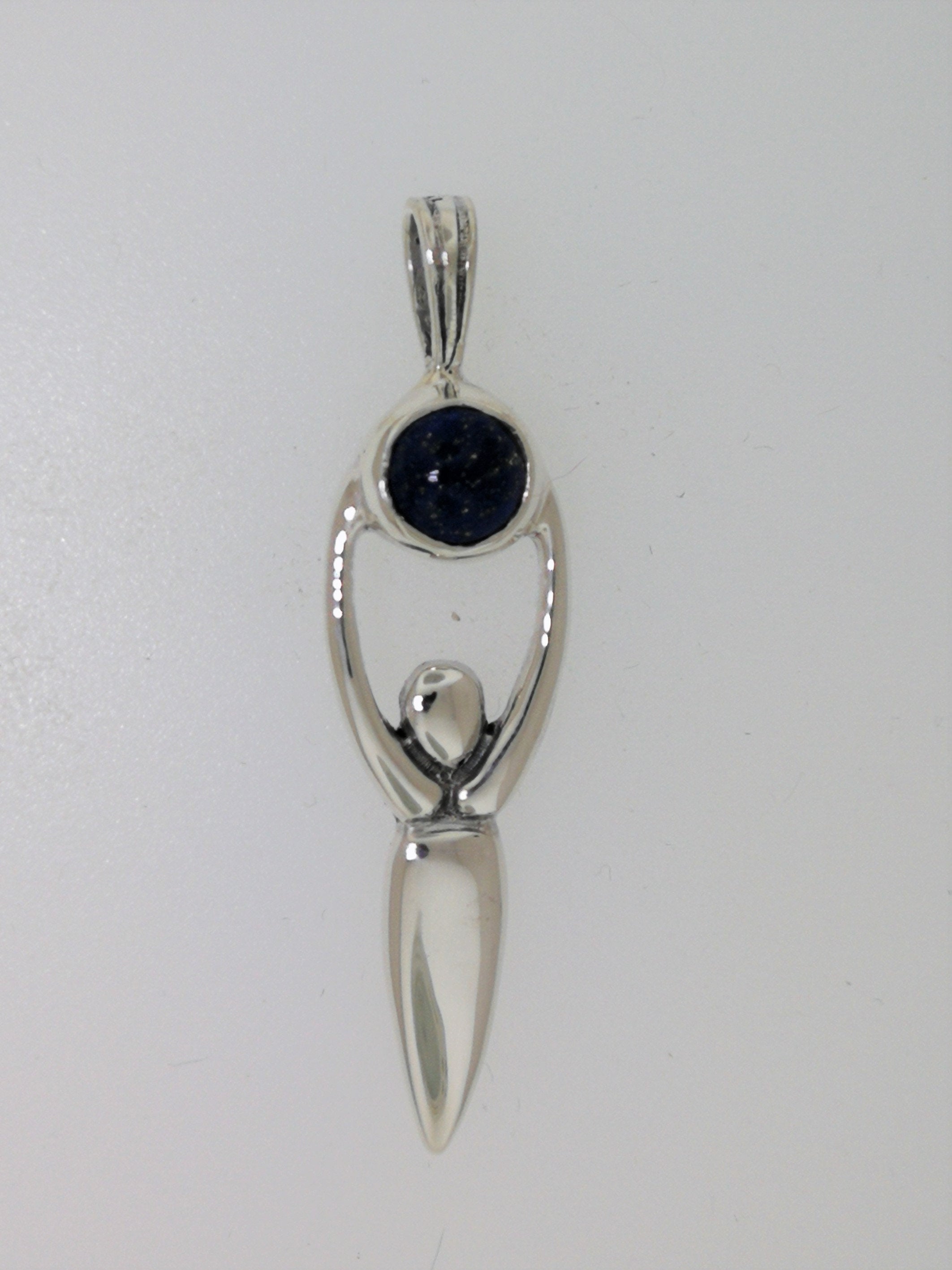 Sterling Silver Lunar Goddess Pendant with Gemstone Moon – Le