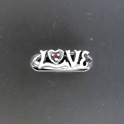Love Ring in Sterling Silver with Gemstone Heart