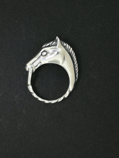 3D Horse Head Ring Sterling Silver