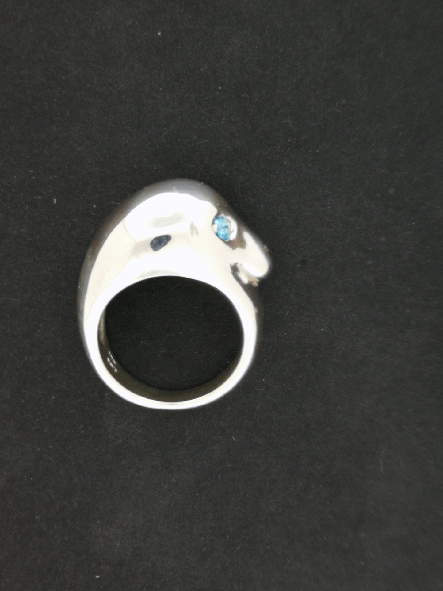 Seal Head Ring with Gemstone Eyes in Sterling Silver