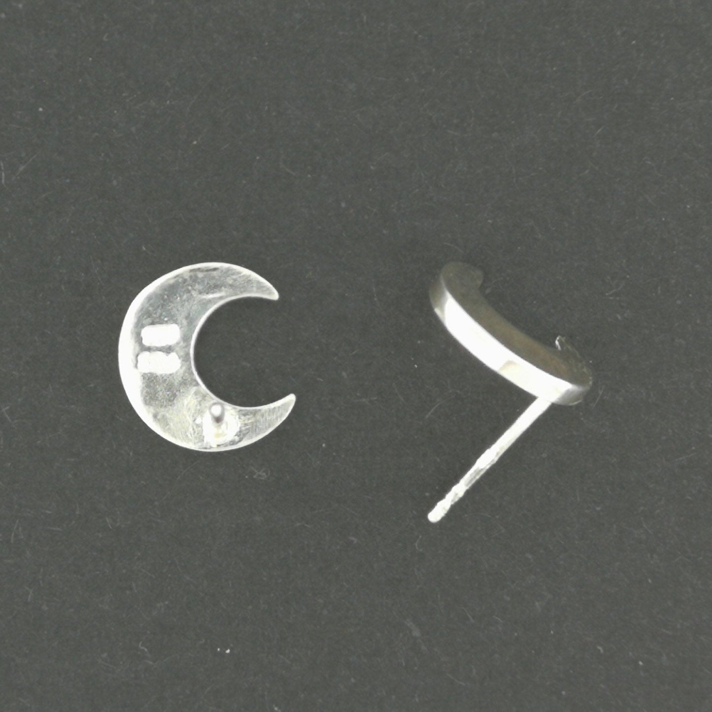 Handmade Crescent Moon Stud Earrings in Sterling Silver