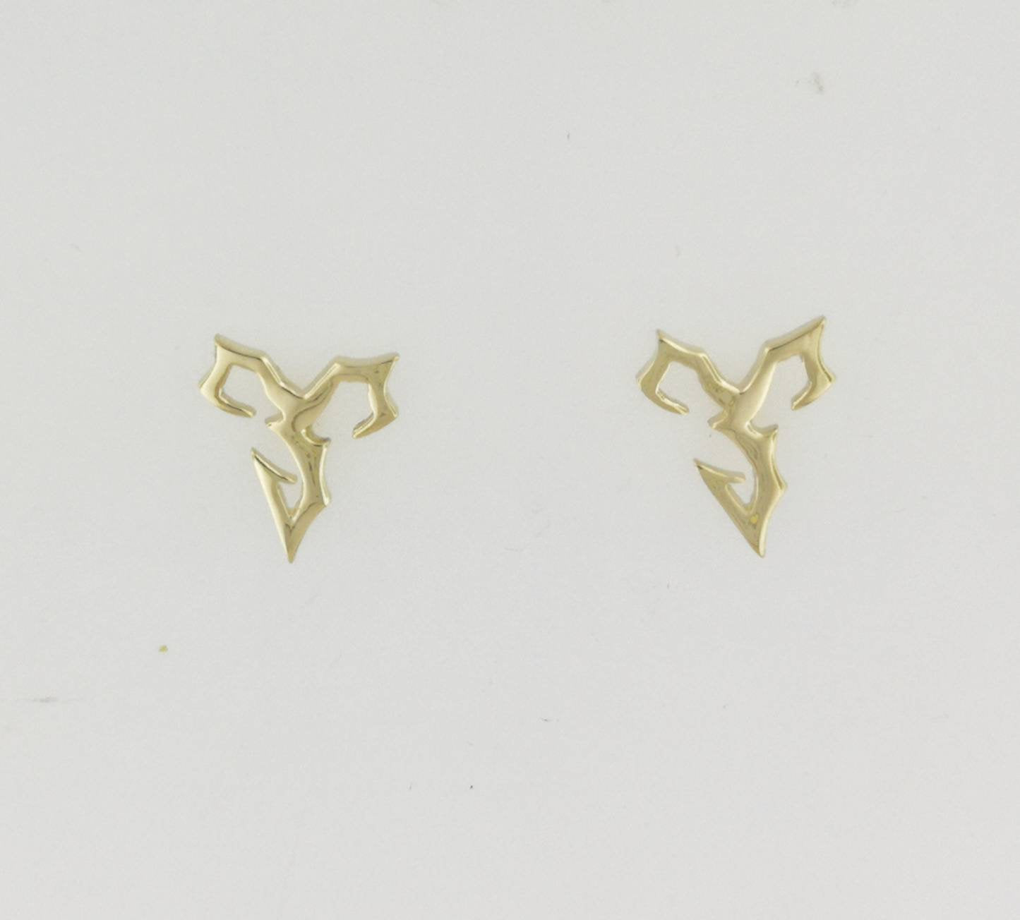 Final Fantasy X Tidus Stud Earrings in Yellow Gold, Final Fantasy X Stud Earrings, FFX Tidus Stud Earrings, Final Fantasy 10 Earrings